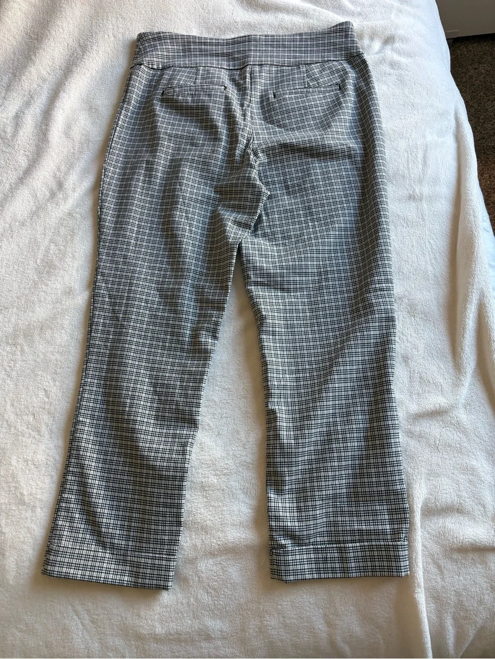 Tribal Black and White Plaid Pull On Ankle Dress Pants